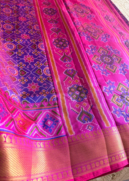 Rani Pink Pochampalli Semi Silk Saree- Andhra