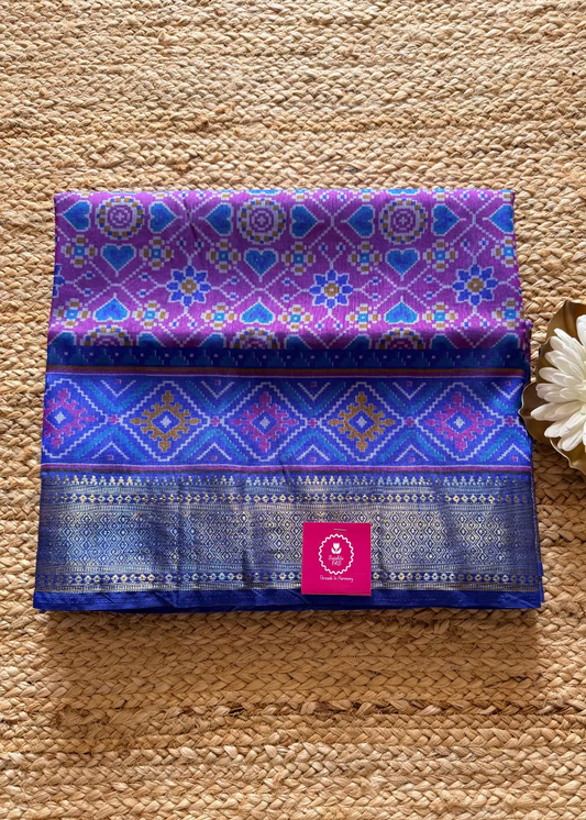 Violet Pochampalli Semi Silk Saree- Andhra