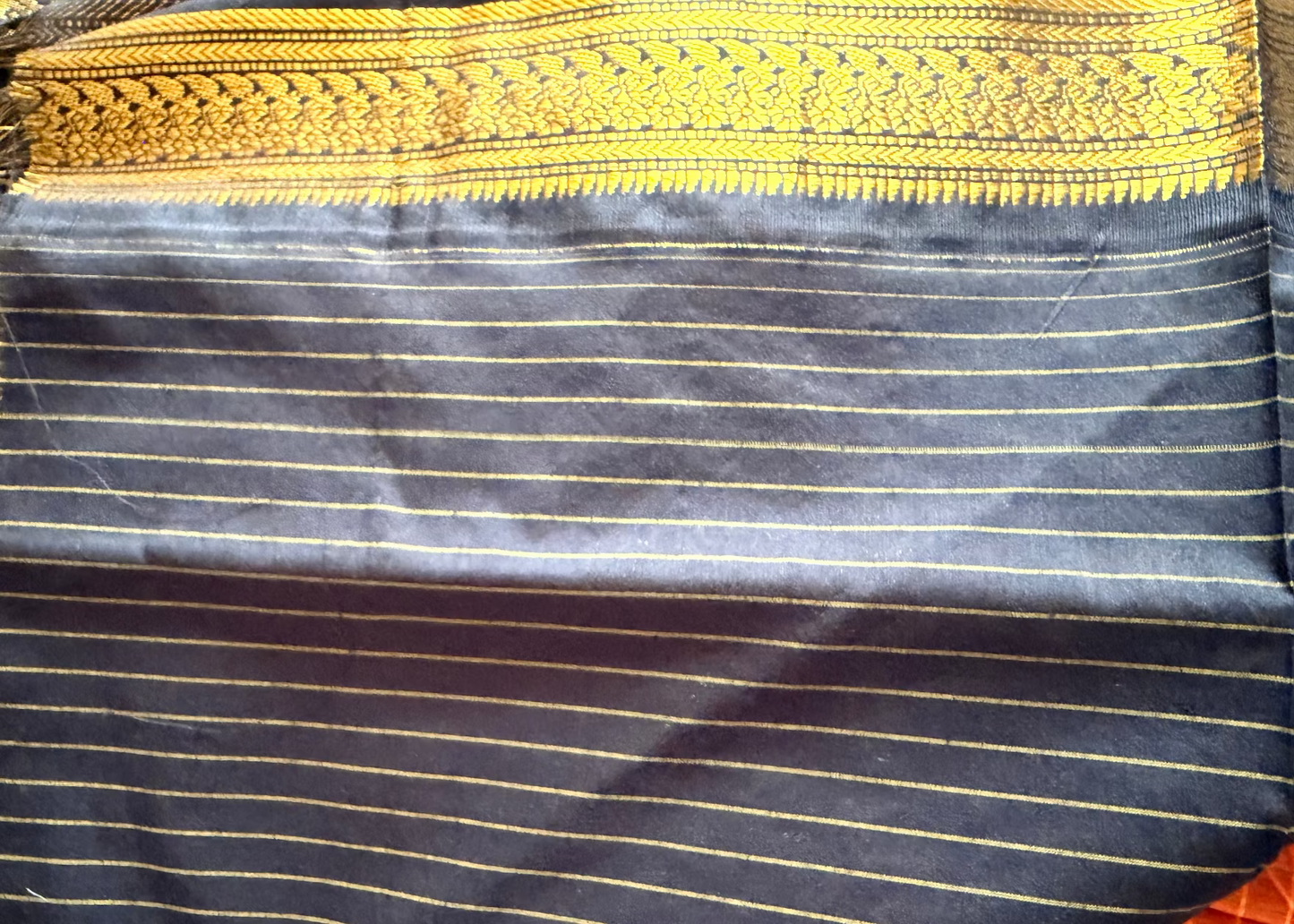 Orange and Black Kalyani Cotton Silk Saree- TN