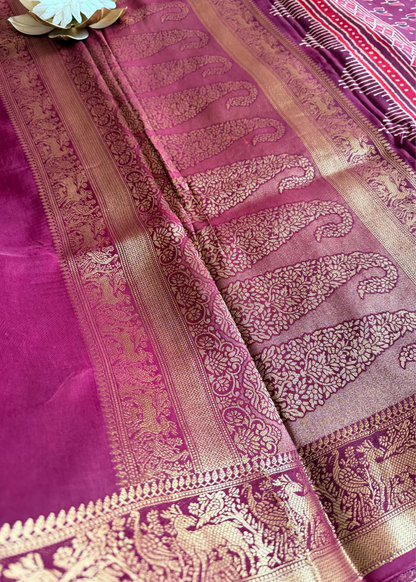 Maroon Colour Pure  Dola Silk Saree- Gujarat