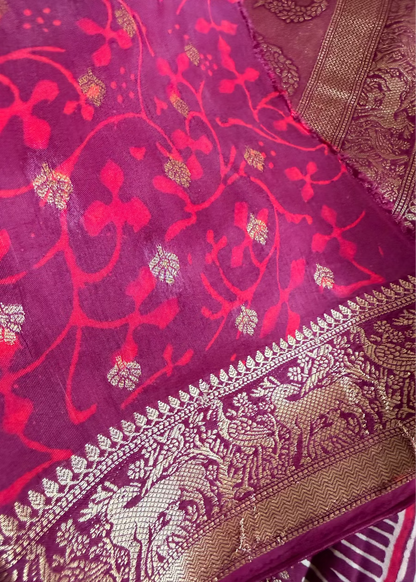 Maroon Colour Pure  Dola Silk Saree- Gujarat