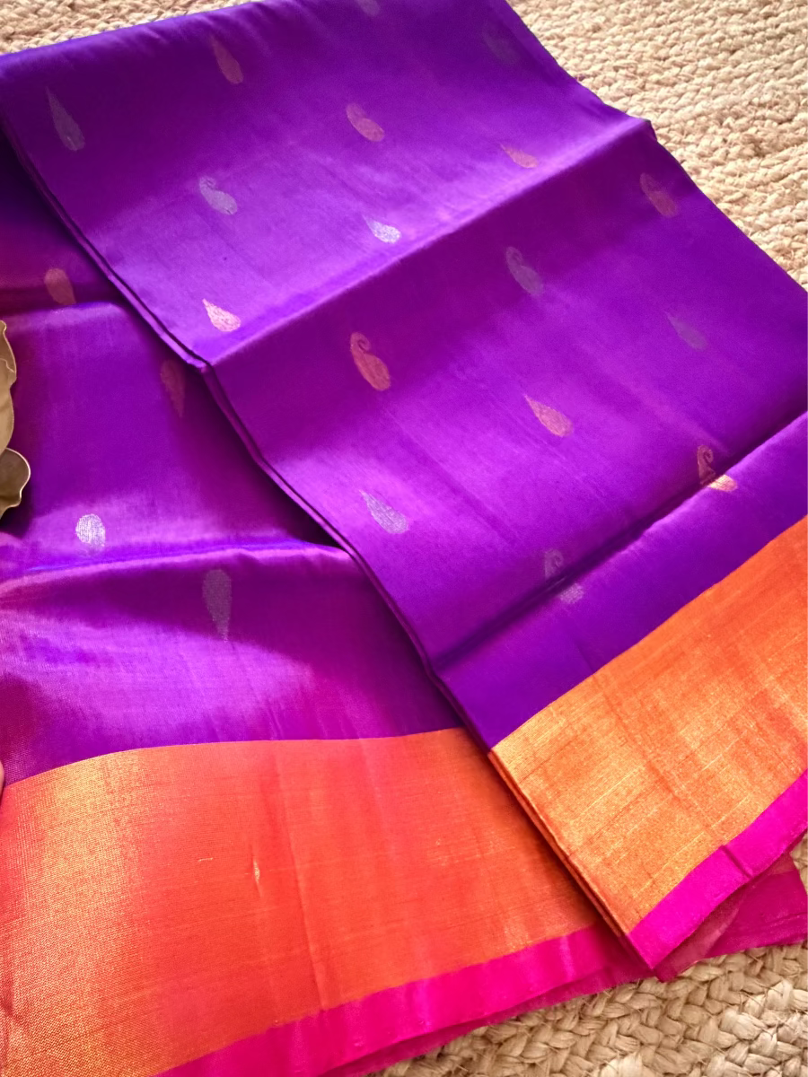 Purple and Pink Uppada Silk Saree- Andhra
