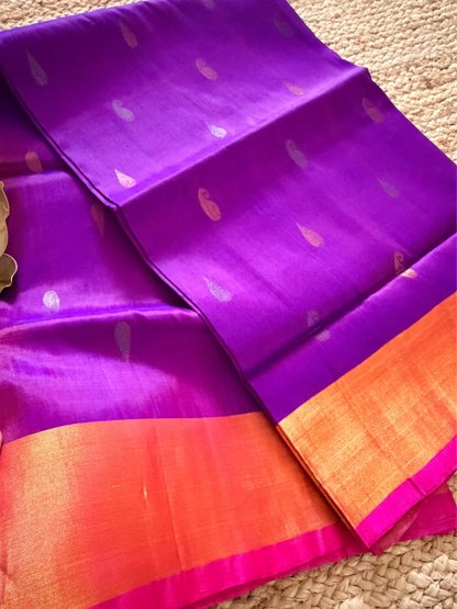Purple and Pink Uppada Silk Saree- Andhra
