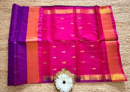 Purple and Pink Uppada Silk Saree- Andhra