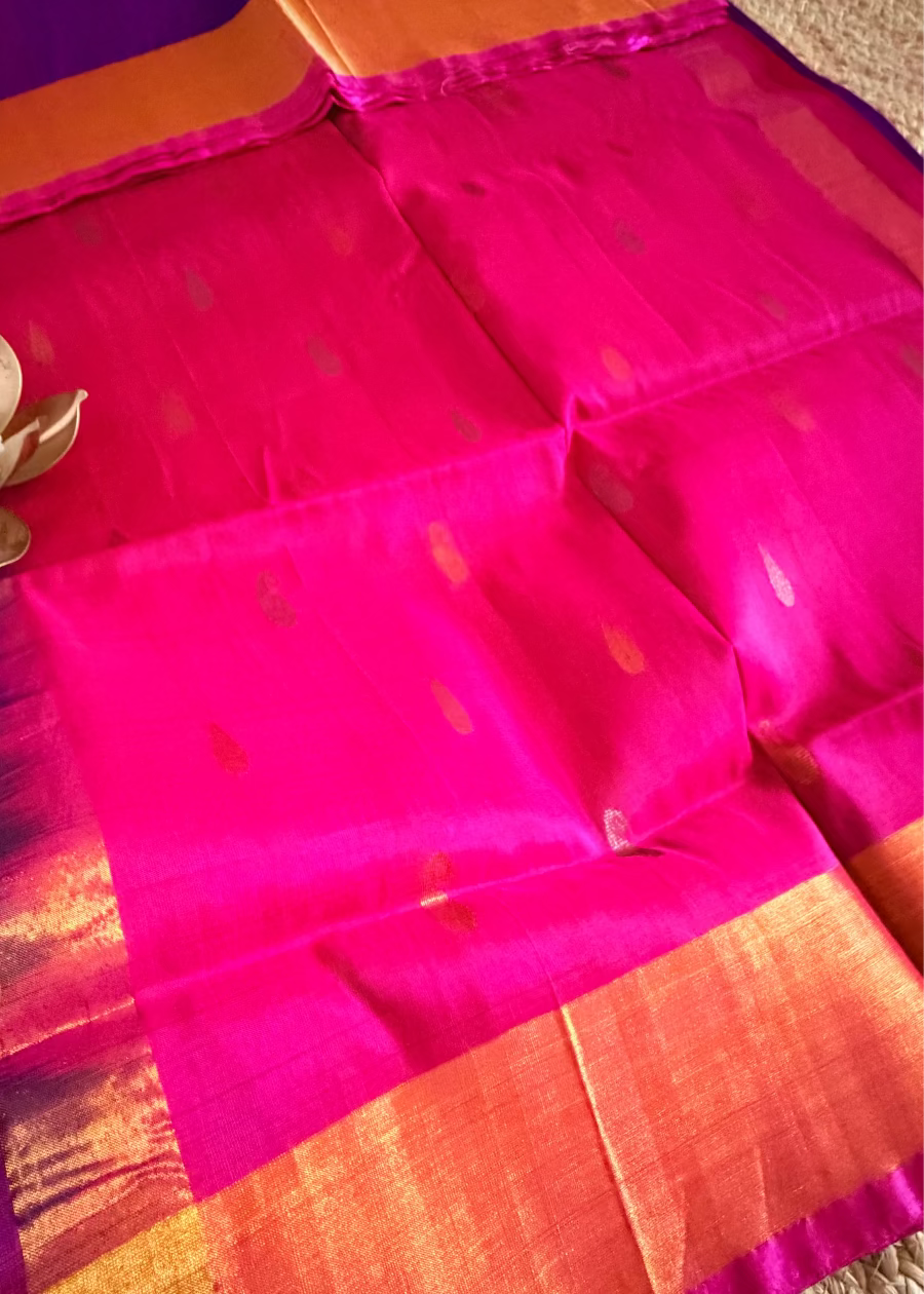 Purple and Pink Uppada Silk Saree- Andhra