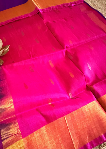 Purple and Pink Uppada Silk Saree- Andhra