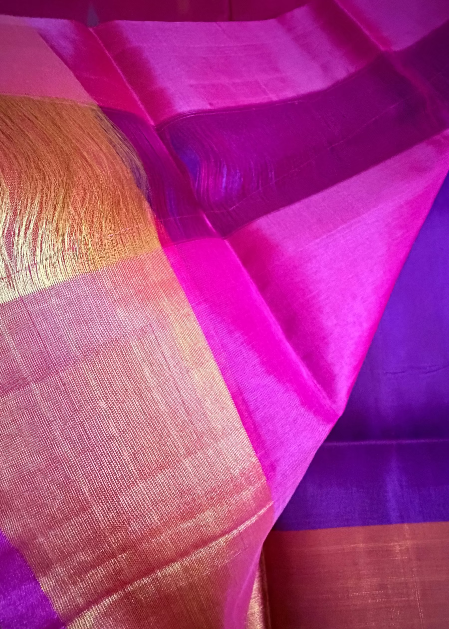 Purple and Pink Uppada Silk Saree- Andhra