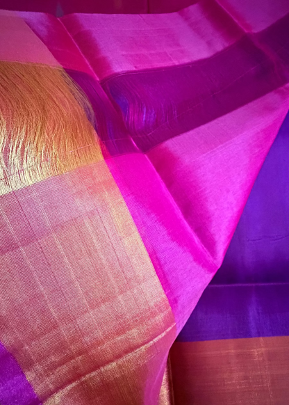 Purple and Pink Uppada Silk Saree- Andhra
