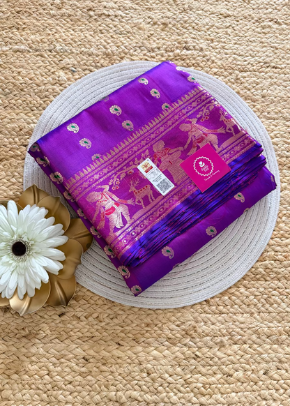 Dual Toned Purple Swarnachuri Silk Saree- Bengal