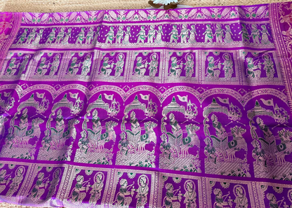 Dual Toned Purple Swarnachuri Silk Saree- Bengal