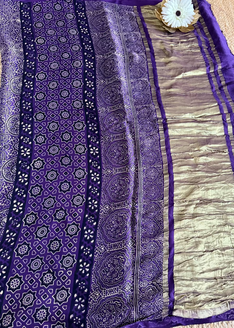 Violet Pure Modal Silk Saree- Gujarat