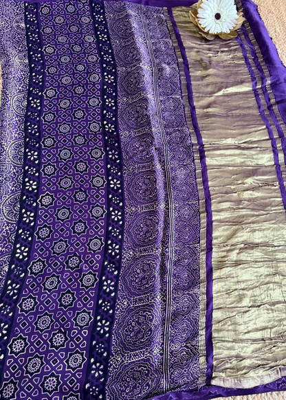 Violet Pure Modal Silk Saree- Gujarat