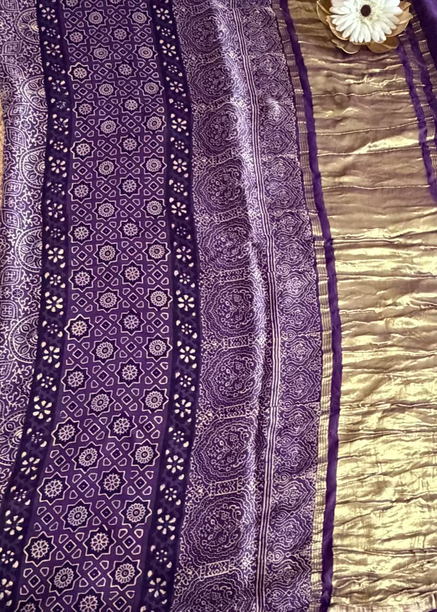 Violet Pure Modal Silk Saree- Gujarat