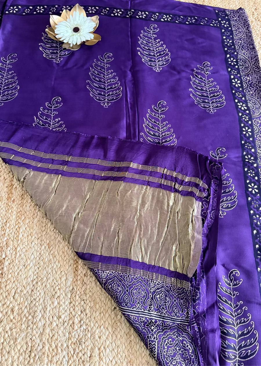 Violet Pure Modal Silk Saree- Gujarat