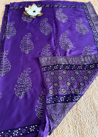Violet Pure Modal Silk Saree- Gujarat
