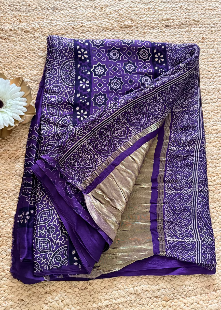 Violet Pure Modal Silk Saree- Gujarat