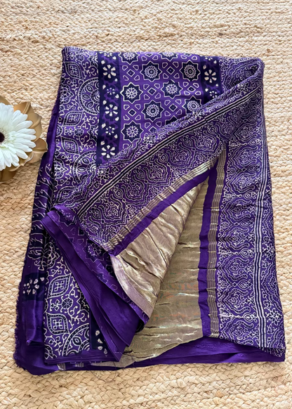 Violet Pure Modal Silk Saree- Gujarat