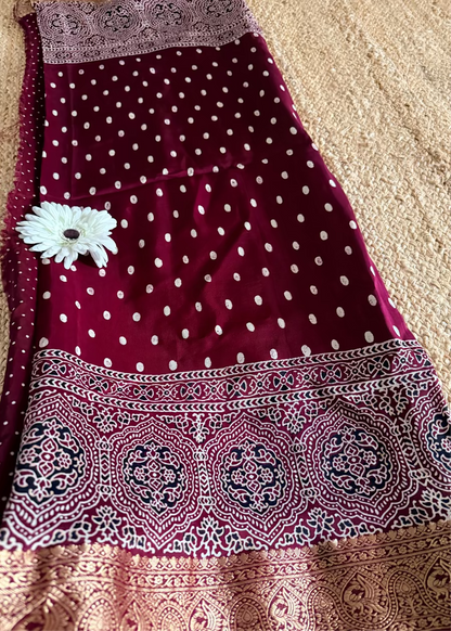 Pure Dola Silk Saree In Maroon Colour- Gujarat
