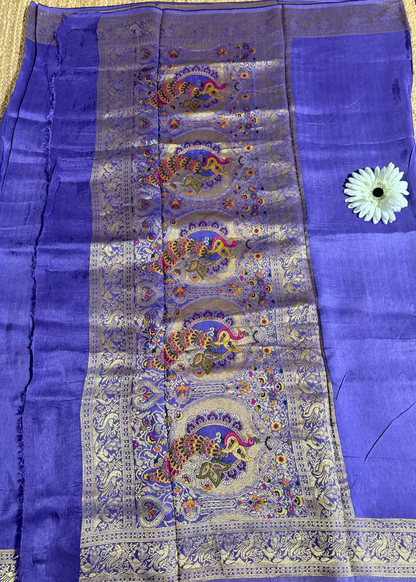 Pure Dola Silk Saree In Lavender Colour- Gujarat