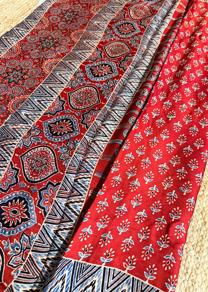 Brick Red Pure Modal Silk Saree- Gujarat