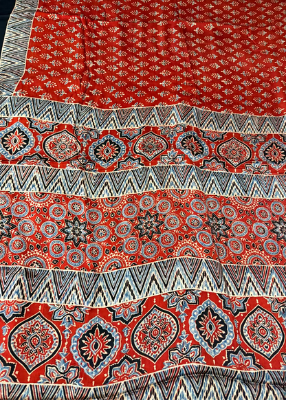 Brick Red Pure Modal Silk Saree- Gujarat