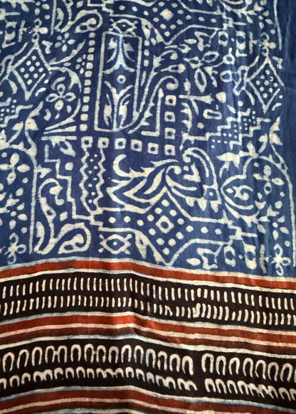 Denim Blue Modal Silk Saree- Gujarat