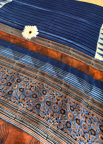 Denim Blue Modal Silk Saree- Gujarat