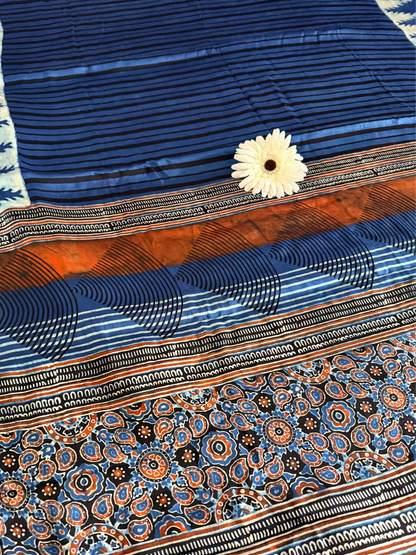 Denim Blue Modal Silk Saree- Gujarat