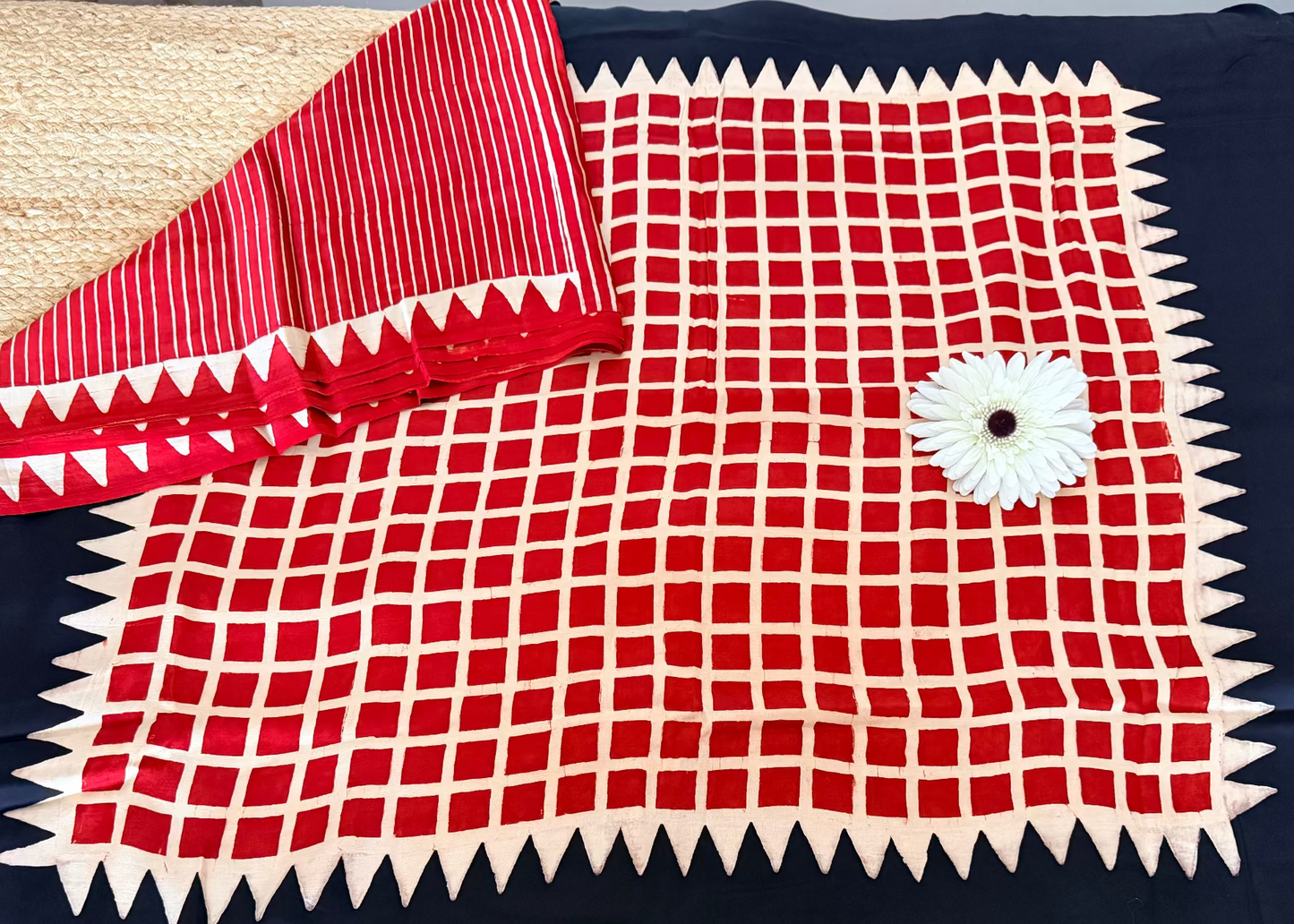 Red and Black Pure Modal Silk Saree- Gujarat