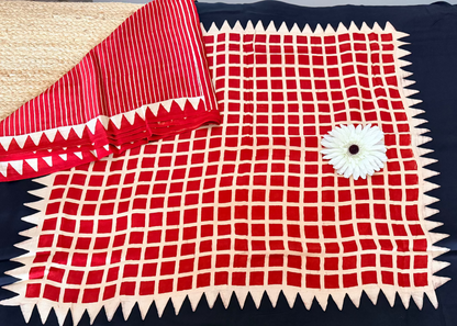 Red and Black Pure Modal Silk Saree- Gujarat