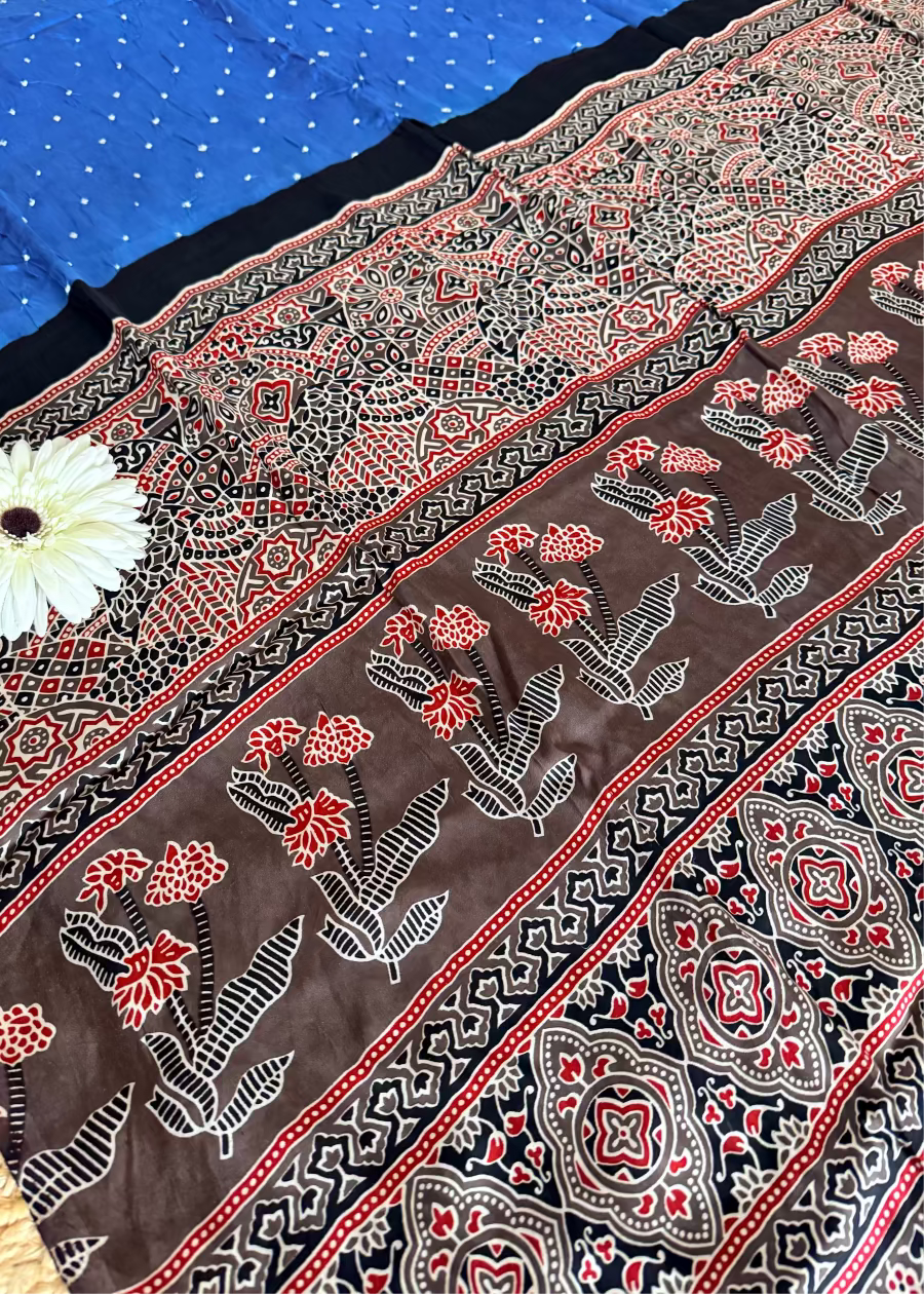 Blue Pure Modal Silk Saree- Gujarat