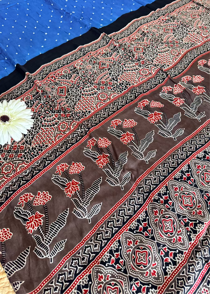 Blue Pure Modal Silk Saree- Gujarat