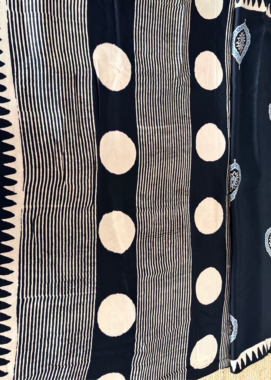 Black Pure Modal Silk Saree- Gujarat