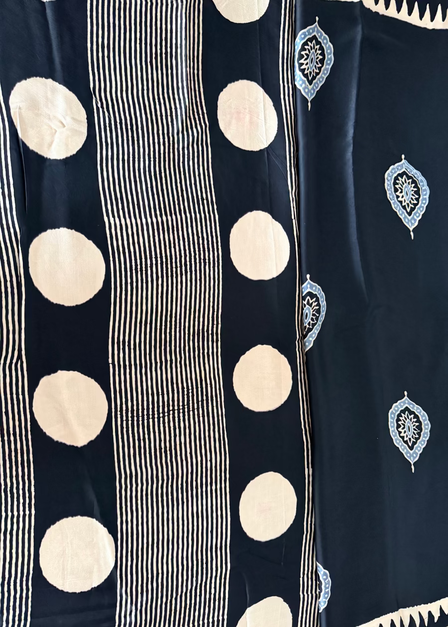 Black Pure Modal Silk Saree- Gujarat