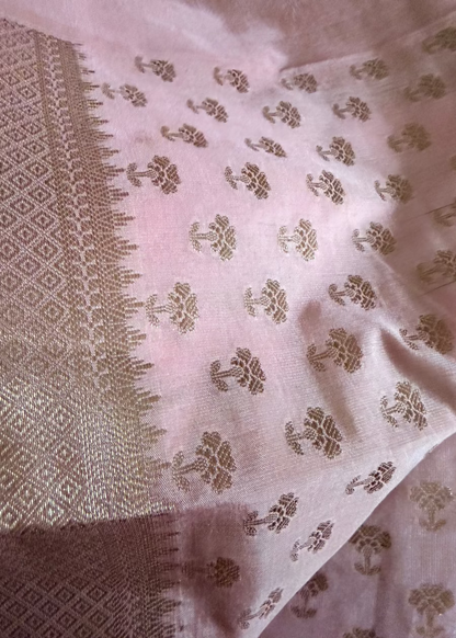 Baby Pink Banarasi Chiniya Tissue Silk Saree - Banaras