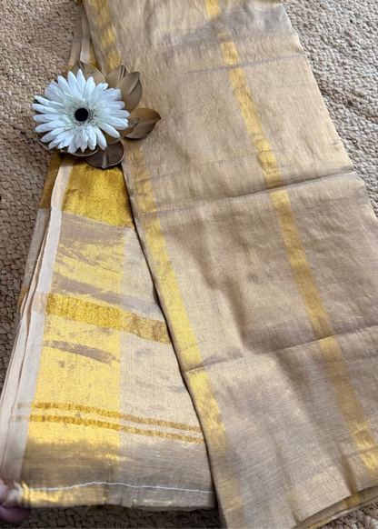 Kerala  Mul Tissue Zari Stripes Saree- Kerala