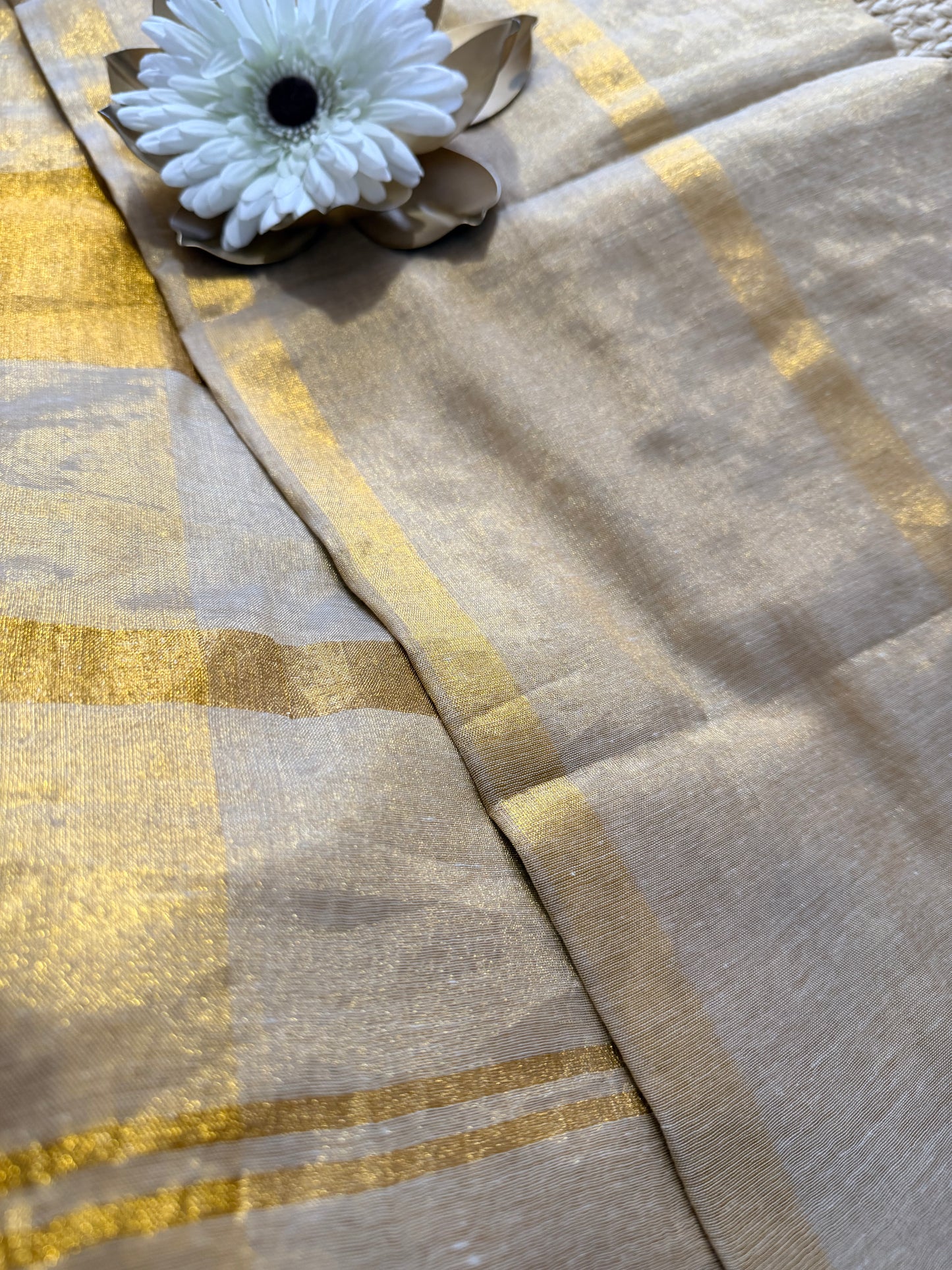 Kerala  Mul Tissue Zari Stripes Saree- Kerala