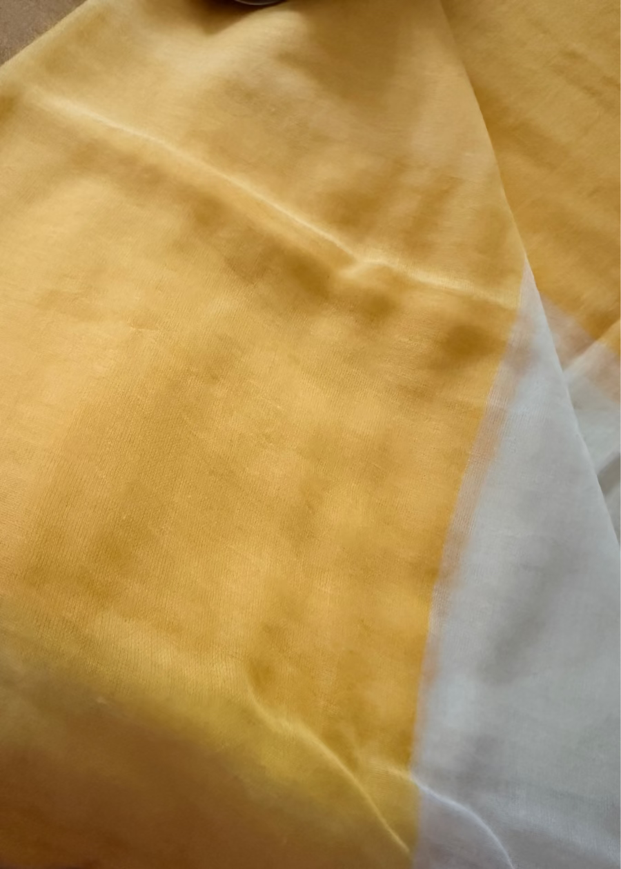 Mul Cotton Saree In Yellow - Kerala