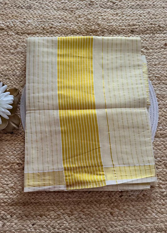 Kerala Kasavu Zari Stripe Saree- Kerala
