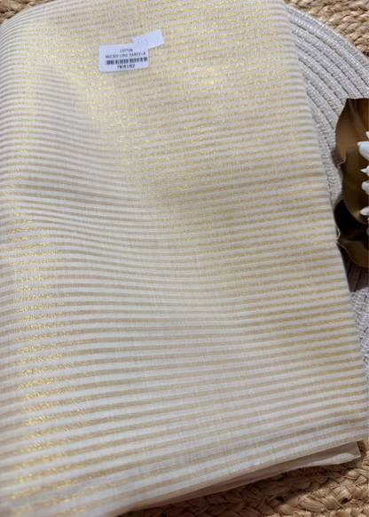 Kerala Kasavu Golden Stripes Saree- Kerala