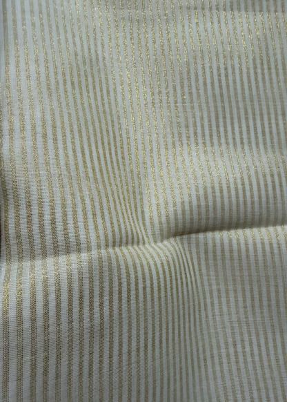 Kerala Kasavu Golden Stripes Saree- Kerala