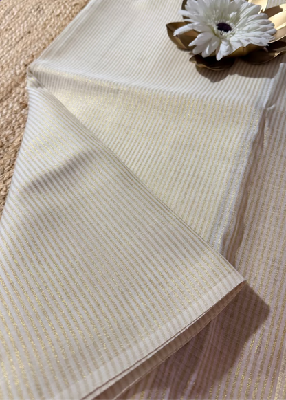 Kerala Kasavu Golden Stripes Saree- Kerala