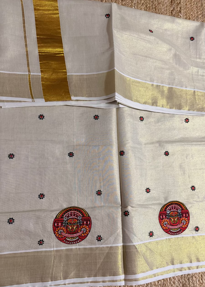 Kerala Kasavu Thayyam Design Saree- Kerala
