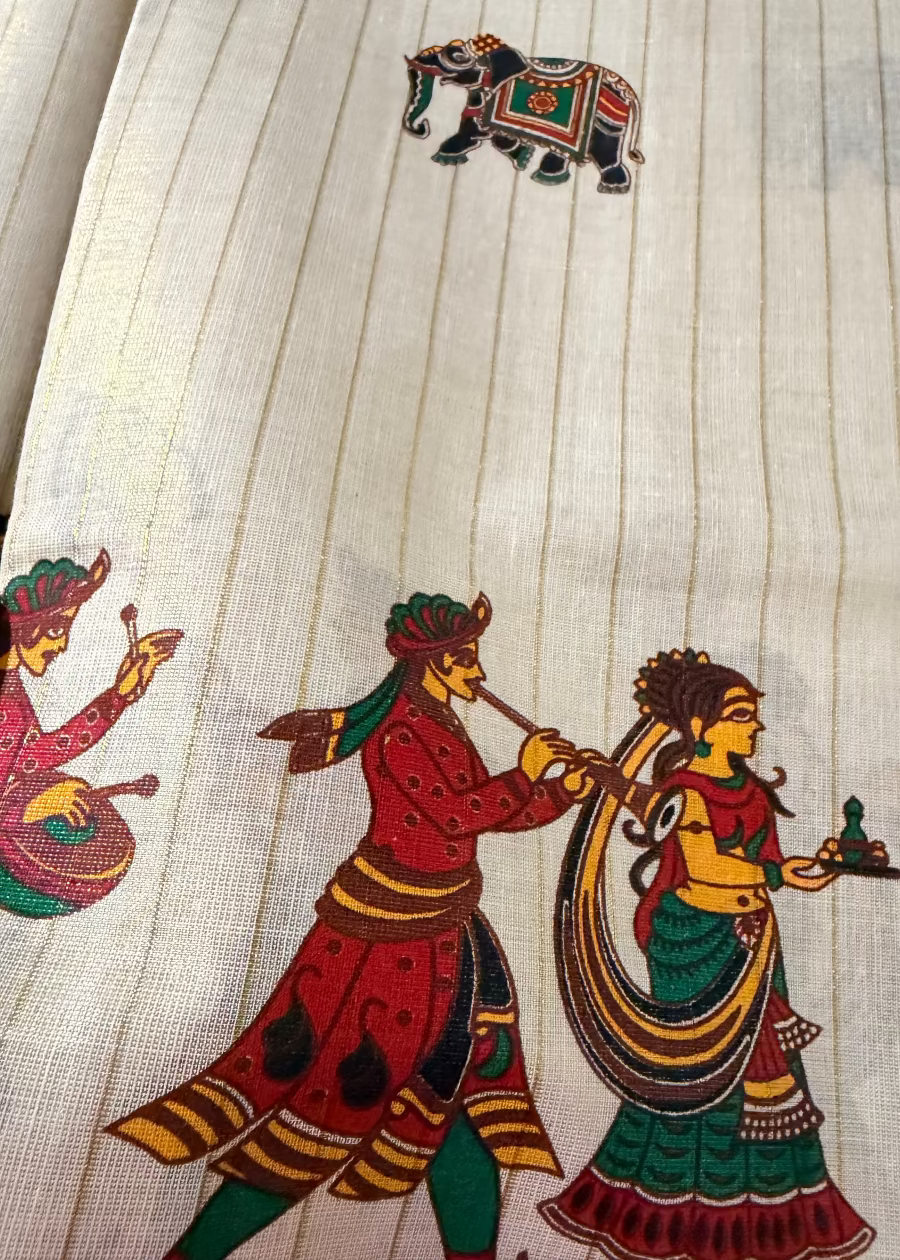 Kerala Kasavu Elephant  Design Saree- Kerala