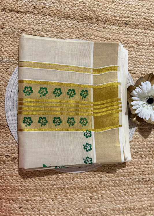 Kerala Green Kasavu Saree- Kerala