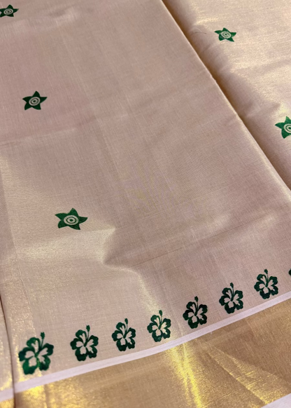 Kerala Green Kasavu Saree- Kerala