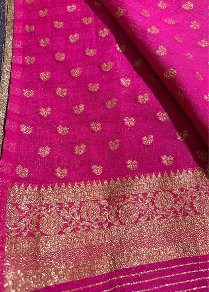 Green and Majenta Georgette Silk Saree- Banaras