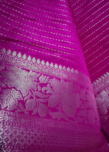 Rani Pink Semi Silk Saree- Banaras