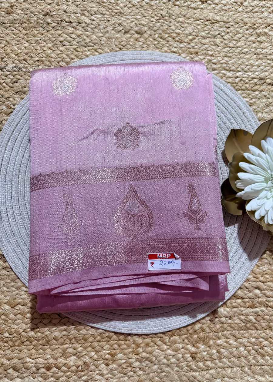 Light Pink Semi Silk Saree- Banaras
