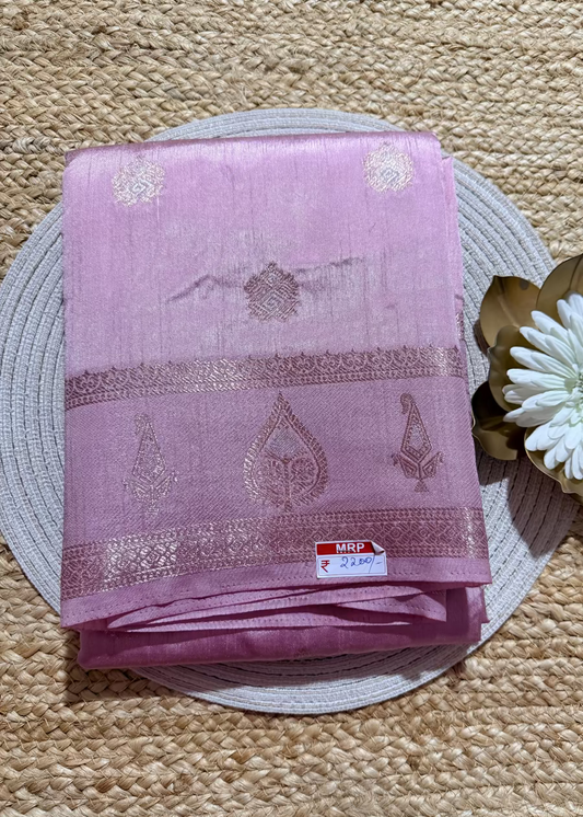 Light Pink Semi Silk Saree- Banaras